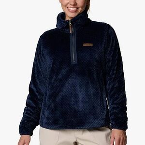 Columbia Woman’s Fire Side Half Zip Sherpa Fleece Pullover in Navy Blue